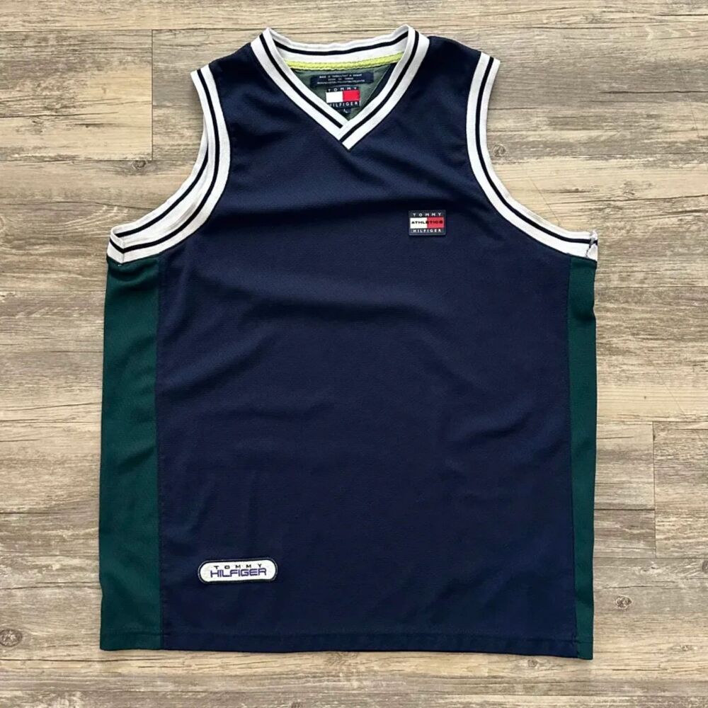 Vintage Tommy Hilfiger Athletics Basketball Jersey Tank Top Size Large